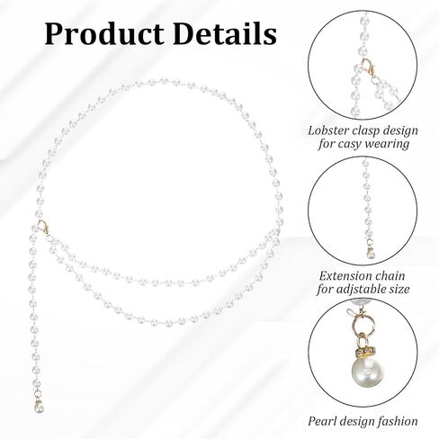 Pearl Body Chain Belt, Adjustable Metal Pearls Waist Body Chain Boho Belts for Women Concert Outfit for Dress in Saudi Arabia