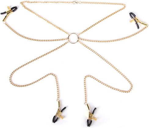 Body Chain With Necklace Clamps for Women Adjustable Clip on Nipple Rings Non-Piercing Body Jewelry Stainless Steel Wasit Belly Chains Clamps in Saudi Arabia