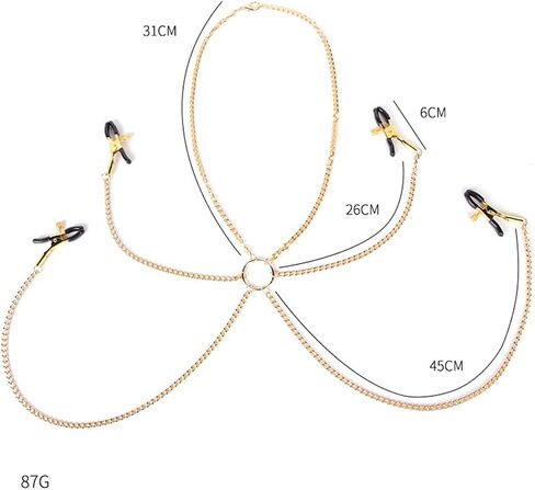 Body Chain With Necklace Clamps for Women Adjustable Clip on Nipple Rings Non-Piercing Body Jewelry Stainless Steel Wasit Belly Chains Clamps in Saudi Arabia