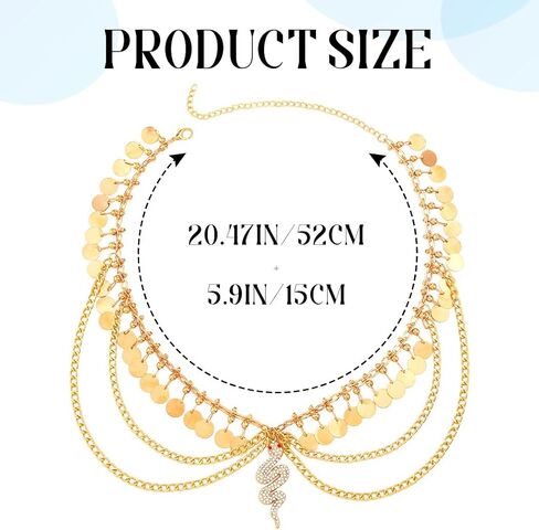 Sixexey Boho Gold Sequin Chain Head Snake Heverpiece Festival Cleopatra Costume Assories for Women in Saudi Arabia