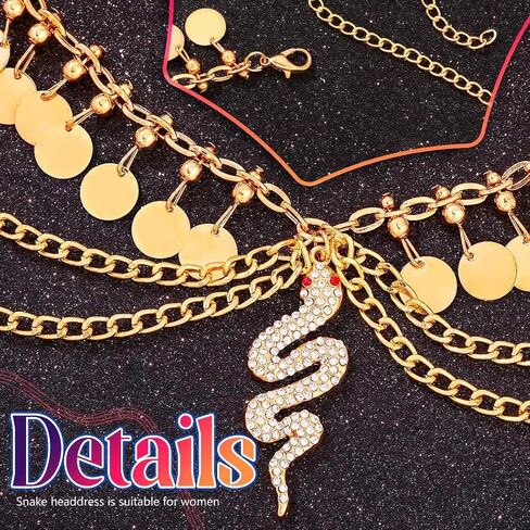 Sixexey Boho Gold Sequin Chain Head Snake Heverpiece Festival Cleopatra Costume Assories for Women in Saudi Arabia