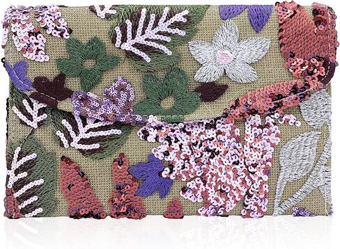 Embroidered Sequin Wedding Clutch Purse for Women - Beaded Floral Envelope Evening Bag |Slim Party Handbag| Wedding, Prom in Saudi Arabia