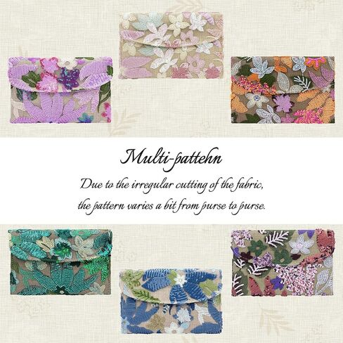 Embroidered Sequin Wedding Clutch Purse for Women - Beaded Floral Envelope Evening Bag |Slim Party Handbag| Wedding, Prom in Saudi Arabia
