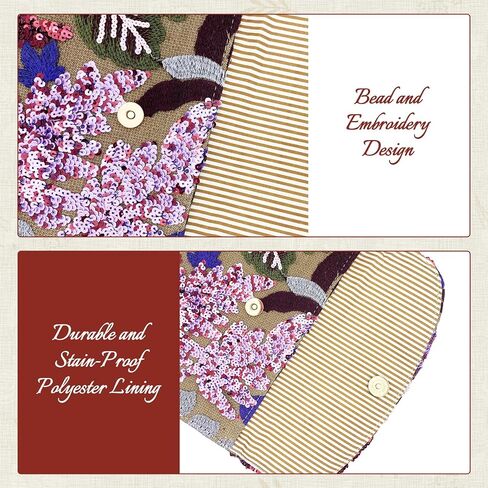 Embroidered Sequin Wedding Clutch Purse for Women - Beaded Floral Envelope Evening Bag |Slim Party Handbag| Wedding, Prom in Saudi Arabia