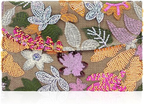 Embroidered Sequin Wedding Clutch Purse for Women - Beaded Floral Envelope Evening Bag |Slim Party Handbag| Wedding, Prom in Saudi Arabia