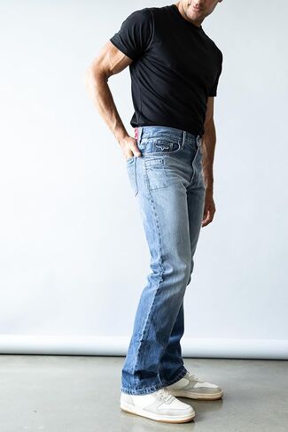 Kimes Ranch Men's James Casual Western Western Mid-Low Riseat Fit & Straight Boot Leg Mid Wash Denim Jeans in Saudi Arabia