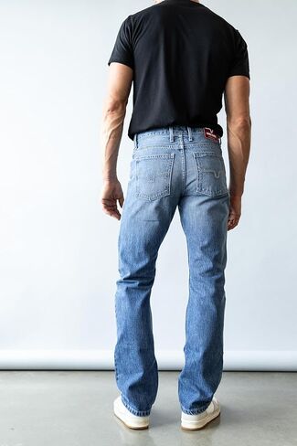 Kimes Ranch Men's James Casual Western Western Mid-Low Riseat Fit & Straight Boot Leg Mid Wash Denim Jeans in Saudi Arabia