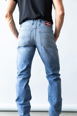 Kimes Ranch Men's James Casual Western Western Mid-Low Riseat Fit & Straight Boot Leg Mid Wash Denim Jeans in Saudi Arabia