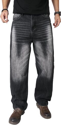 OIIIO Men's Wide Leg Baggy Casual Jean in Kuwait