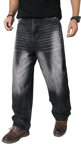 OIIIO Men's Wide Leg Baggy Casual Jean in Kuwait