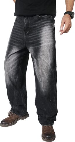 OIIIO Men's Wide Leg Baggy Casual Jean in Kuwait