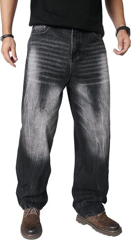 OIIIO Men's Wide Leg Baggy Casual Jean in Kuwait