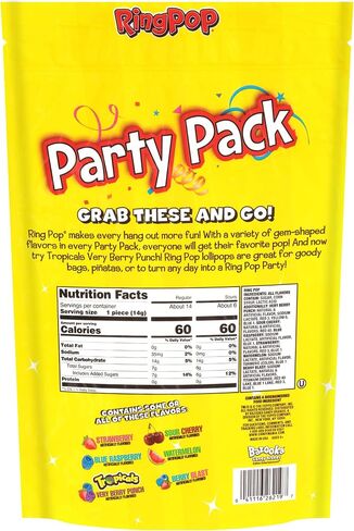 Ring Pop Individually Wrapped Bulk Lollipop Variety Party Pack – 50 Count Suckers w/ Assorted Fruity Flavors - Fun Bulk Candy for Kids - Hard Candy for Party Favors, Birthdays & Goodie Bags in Saudi Arabia