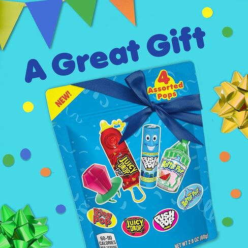 Candy Variety Pack - 18 Count Assorted Lollipops - Ring Pop, Push Pop, Baby Bottle Pop & Juicy Drop - Ideal for Birthdays, Party Favors, Celebrations & Candy Gifts by Bazooka Candy Brands in Saudi Arabia