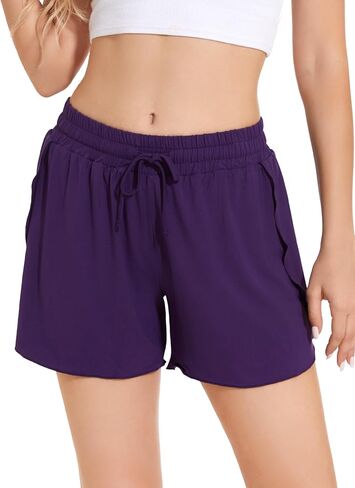 Womens Pajama Shorts - Viscose Made from Bamboo, High Waisted Sleep Shorts Summer Comfy Lounge Shorts in Saudi Arabia