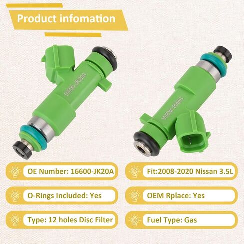 16600-JK20A OE 3.5L Performance Fuel Injectors,Compatible with/Nissan 3.5 Altima Murano Quest 2007-2018,Compatible with/Infiniti G35 Q50 Q70 2008 2019 2010 2011 2012 2013 2014 |12 Holes| |Set of 6| in Saudi Arabia