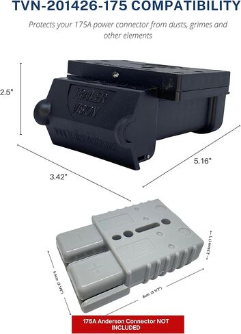 Trailer Vision 175A Anderson Plug Mount - 175 Amp Anderson Connector Cover with LED - Fits SB 175, Wire Gauge 2-1/0 AWG - UV Insulated Protection for Solar, Electrical, Marine, RV, ATV, 4WD - Black in Saudi Arabia