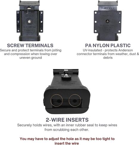 Trailer Vision 175A Anderson Plug Mount - 175 Amp Anderson Connector Cover with LED - Fits SB 175, Wire Gauge 2-1/0 AWG - UV Insulated Protection for Solar, Electrical, Marine, RV, ATV, 4WD - Black in Saudi Arabia