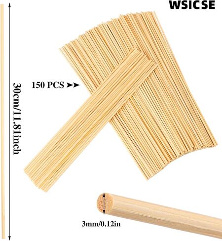 150 Pcs Wooden Dowel Rods, 1/8 X 12 Inch Craft Sticks in Kuwait