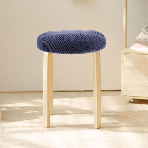 Alipis Elastic Round Stool Cover, Blue Polyester, 11.81 Inch, Easy to Install, Comfortable and Cushioned, Protective for Dining Room, Kitchen, Office, Bar Stool Covers, Round Chair Cushions in Saudi Arabia