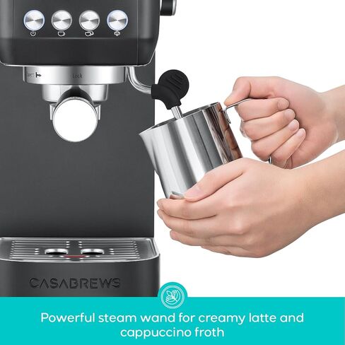 CASABREWS 3700 Essential Stainless Steel Espresso Machine with Steam Wand | 20-Bar Italian Pump, Powerful Steam Wand, 43.9oz Removable Water Tank, Compact Espresso Maker for Home, Cappuccino & Latte in Kuwait