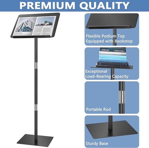 منصة المنصة ، المحاضرات والمنصة ، المنصة الأكريليك ، حامل المنصة المحمولة ، زوايا قابلة للتعديل مع قاعدة معدنية ، منصة للفصول الدراسية ، الكنيسة ، حفلات الزفاف ، الكلام ، 16 "L x 12" W × 42.5 "H ، Clear in Kuwait