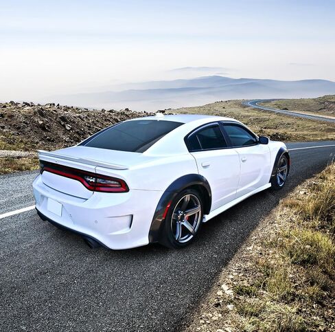 Ikon Motorsports ، Fender Flares متوافق مع 2015-2023 Dodge Charger ، واقي عجلات على شكل عجلات العجلة Fender Trim Mud Guards ABS Plastic ، 2016 2018 2018 in Kuwait
