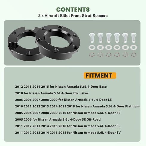 SCITOO 2 inch Front Leveling Lift Kit for Nissan TITAN 2004-2015 2017-2023 | for Nissan Armada 2005-2015 2017-2022 – Suspension Leveling Kits Compatible with Shock Absorbers in Saudi Arabia