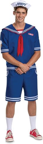 Disguise Mens Stranger Things Steve Scoops Ahoy Costume, Official Stranger Things Costume With Top and Hat in Saudi Arabia