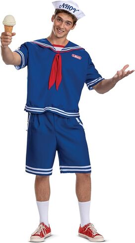 Disguise Mens Stranger Things Steve Scoops Ahoy Costume, Official Stranger Things Costume With Top and Hat in Saudi Arabia
