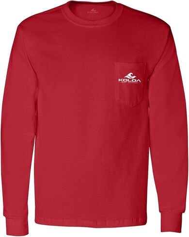 Koloa Surf Classic Wave Long Sleeve Pocket Tees-Thert Cotton Thirts S-5XL in Kuwait