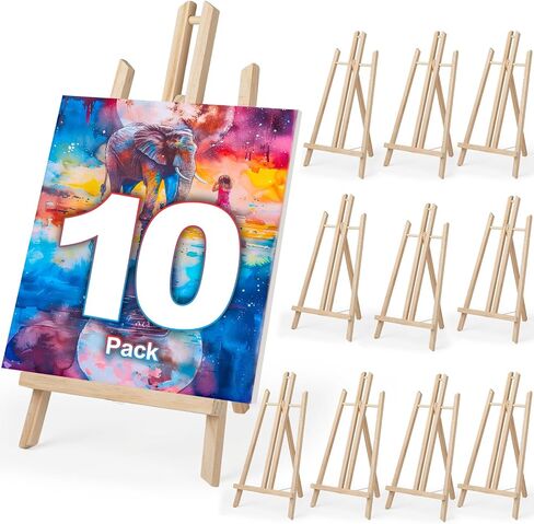 10 حزمة 16 بوصة الحامل الخشبي ، عرض محمول من الطاولة A -Frame Display Easel للطلاء ، القماش ، الصور ، العلامات ، الحامل الفني للأطفال ، الطلاب ، المبتدئين ، الفنانين - مضغوط وخفيف الوزن in Kuwait