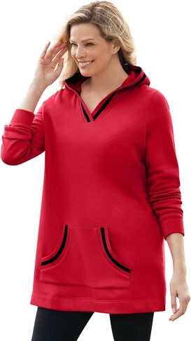 Woman Within Plus Size V-Neck Hoodie Sweatshirt in Saudi Arabia