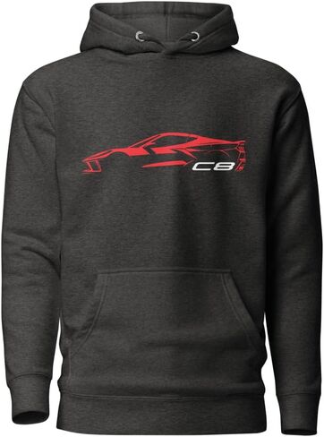 2024 Sports Car C8 hoodie for Vette Drivers Torch Red Minimalist Silhouette Custom Pullover in Saudi Arabia