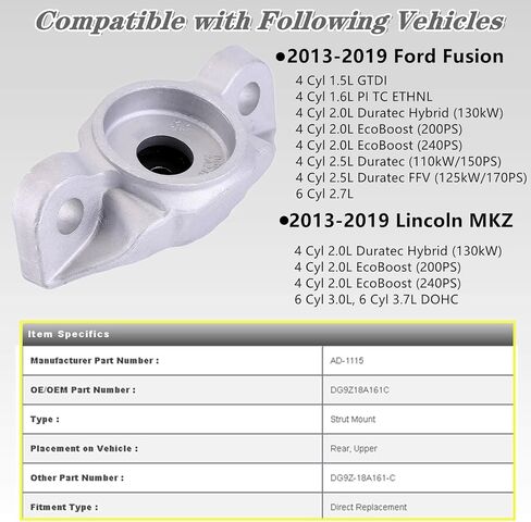 Rear Upper Suspension Bracket Shock Mount Compatible for Ford Fusion 2013-2020,for Lincoln MKZ 2013-2020,Bracket Shock Absorber Strut Mount Replace with AD1115 DG9Z-18A161-C DG9Z18A161C in Saudi Arabia