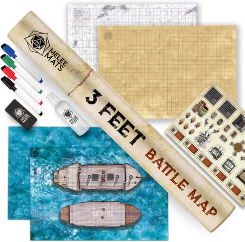 Melee Mats DND Map Starter Kit for Dungeons & Dragons Game - 24" x 36" 3 Pack Double Sided, Wet/Dry Erase Battle Terrain Grid - Ultimate Tabletop Board Gaming Experience with Accessories in Saudi Arabia