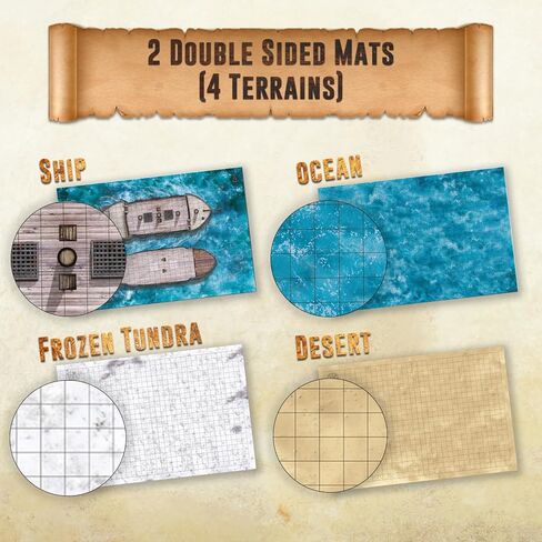 Melee Mats DND Map Starter Kit for Dungeons & Dragons Game - 24" x 36" 3 Pack Double Sided, Wet/Dry Erase Battle Terrain Grid - Ultimate Tabletop Board Gaming Experience with Accessories in Saudi Arabia