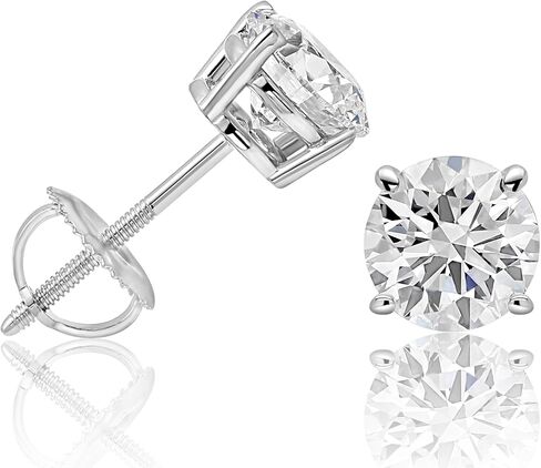 1 to 5 Carat Lab-Grown Diamond Stud Earrings for Women & Men – IGI Certified, Round Cut, D/E Color, VS1-VS2 Clarity, 14K White & Yellow Gold, Screw Back, Made in USA in Saudi Arabia