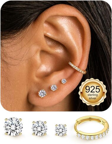 LOLIAS Stud Earrings for Women Hypoallergenic 925 Sterling Silver Earrings Studs Hoops Set Dainty Small Cartilage Earring Stacks in Saudi Arabia
