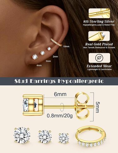 LOLIAS Stud Earrings for Women Hypoallergenic 925 Sterling Silver Earrings Studs Hoops Set Dainty Small Cartilage Earring Stacks in Saudi Arabia