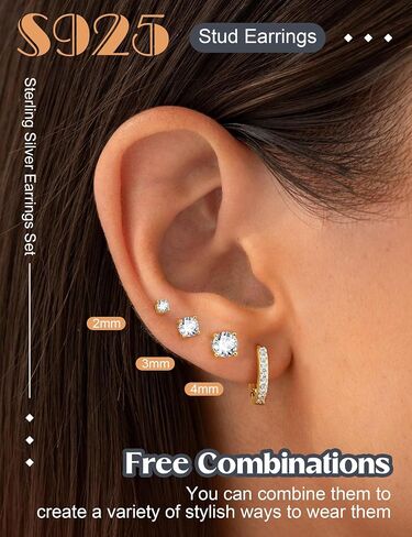 LOLIAS Stud Earrings for Women Hypoallergenic 925 Sterling Silver Earrings Studs Hoops Set Dainty Small Cartilage Earring Stacks in Saudi Arabia