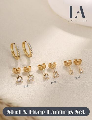 LOLIAS Stud Earrings for Women Hypoallergenic 925 Sterling Silver Earrings Studs Hoops Set Dainty Small Cartilage Earring Stacks in Saudi Arabia