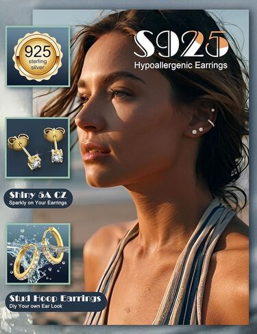 LOLIAS Stud Earrings for Women Hypoallergenic 925 Sterling Silver Earrings Studs Hoops Set Dainty Small Cartilage Earring Stacks in Saudi Arabia