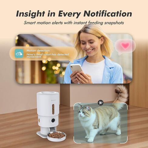 Automatic Cat Feeder - 5L Timed Cat Food Dispenser, Keep Dry Food Fresh, Stainless Steel Food Bowl, 1-6 Meals per Day, 1-16 Portions, 10s Voice, Auto Pet Feeder for Cats and Small Dogs in Saudi Arabia