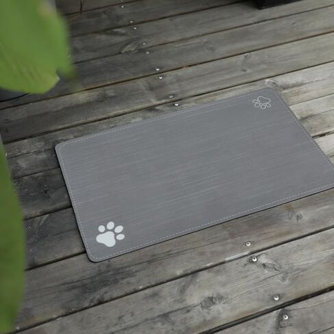 Cat & Dog Feeding Mat for Food and Water Bowl,Pet Eating mat,Absorbent-Non-Slip.Quick Dry Dog Water Bowl Dispenser Mat,Backing Pet Placemat for Messy Drinkers,Grey.Dog Paw-11.8x19.7 in in Saudi Arabia