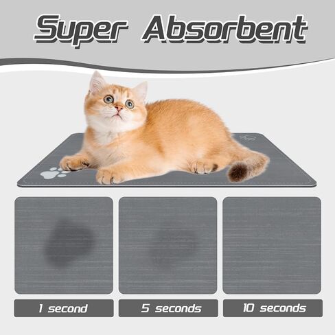 Cat & Dog Feeding Mat for Food and Water Bowl,Pet Eating mat,Absorbent-Non-Slip.Quick Dry Dog Water Bowl Dispenser Mat,Backing Pet Placemat for Messy Drinkers,Grey.Dog Paw-11.8x19.7 in in Saudi Arabia