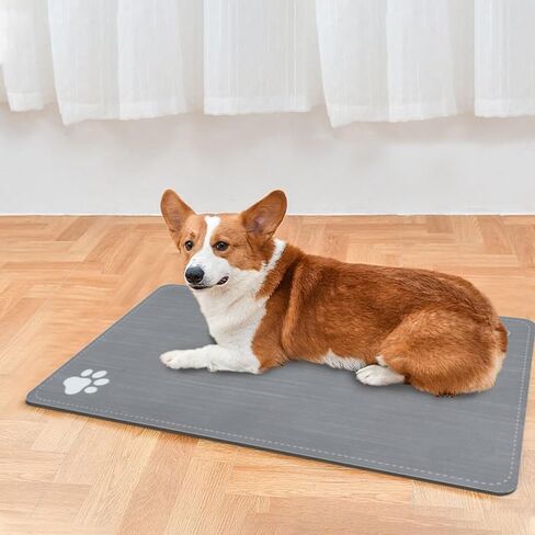Cat & Dog Feeding Mat for Food and Water Bowl,Pet Eating mat,Absorbent-Non-Slip.Quick Dry Dog Water Bowl Dispenser Mat,Backing Pet Placemat for Messy Drinkers,Grey.Dog Paw-11.8x19.7 in in Saudi Arabia