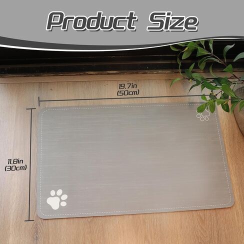 Cat & Dog Feeding Mat for Food and Water Bowl,Pet Eating mat,Absorbent-Non-Slip.Quick Dry Dog Water Bowl Dispenser Mat,Backing Pet Placemat for Messy Drinkers,Grey.Dog Paw-11.8x19.7 in in Saudi Arabia