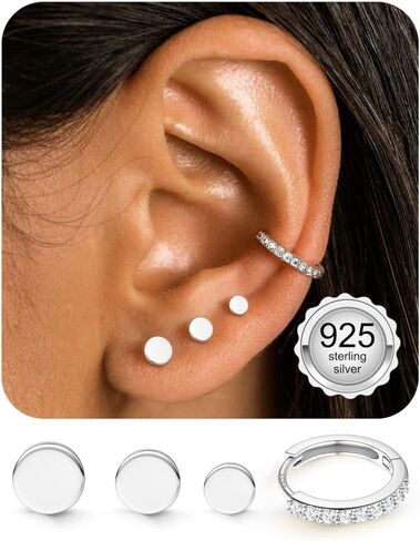 LOLIAS Stud Earrings for Women Hypoallergenic 925 Sterling Silver Earrings Studs Hoops Set Dainty Small Cartilage Earring Stacks in Saudi Arabia