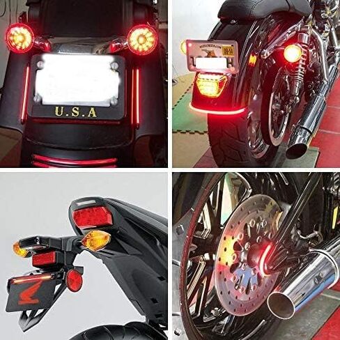 انعطاف الإشارة ضوء الدراجة النارية LED LED شريط الفرامل أضواء مرنة 200 مم 12-24V الإيقاف (العنبر+الأحمر) in Saudi Arabia